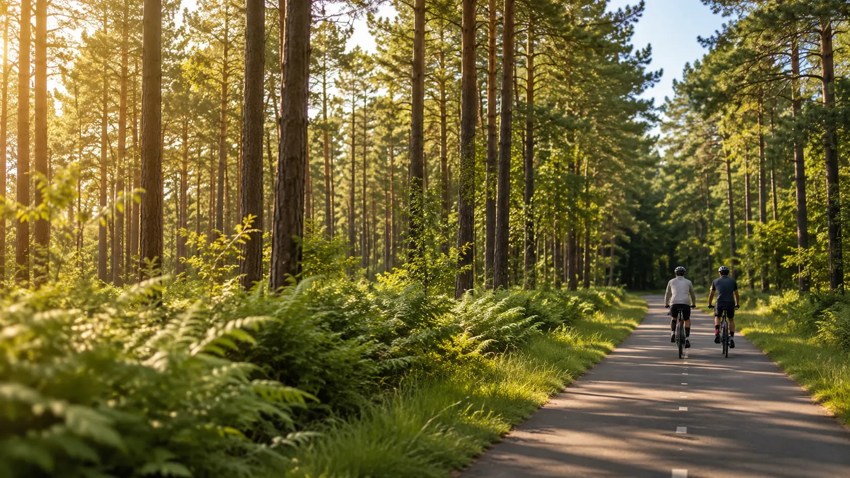 Piste cyclable dans la forêt des Landes